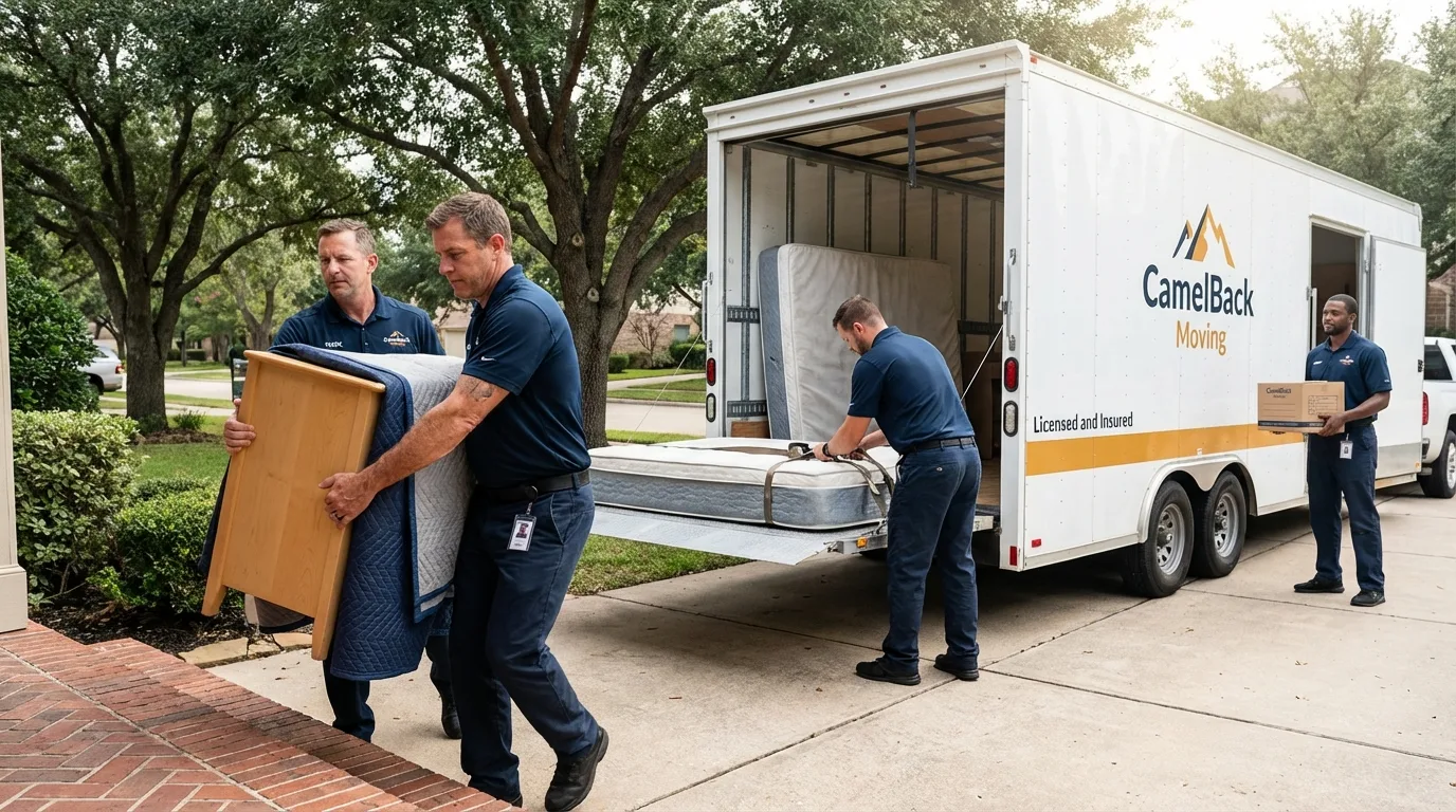 Crew loading residential truck for cross-state move from Leesburg, GA