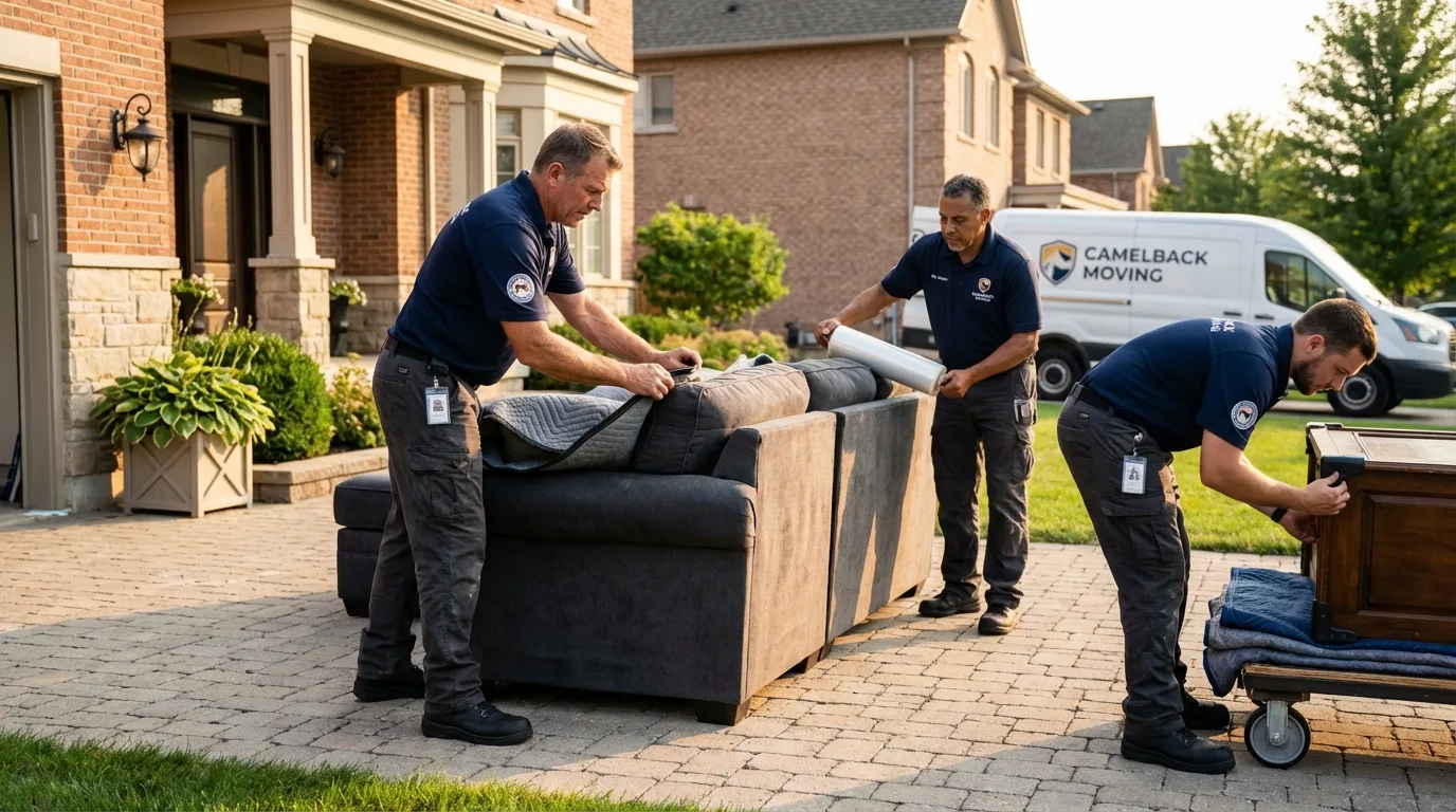 Large estate moving crew wrapping furniture in Leesburg, GA