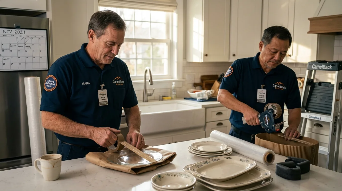 Professional crew packing kitchen dishware in Leesburg, GA